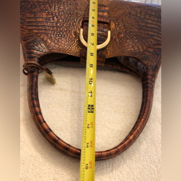 Brahmin Metallic Toasted Almond Crocodile Embossed Leather Shoulder Bag. - Picture 15 of 15